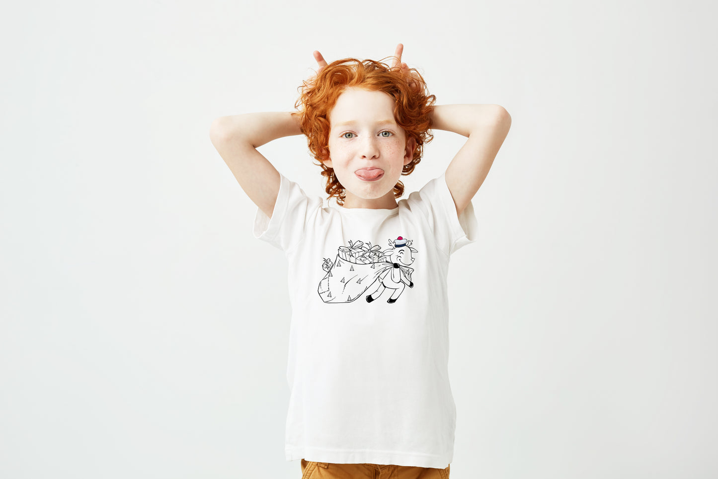 T-shirt blanc Hotte de Noël